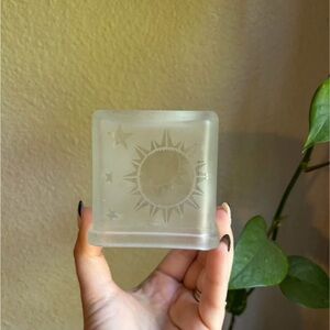 Frosted Glass Sun and Stars Candle Cover